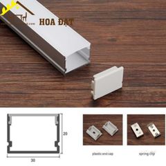 Thanh nẹp nhôm Vinahardware kích thước 30x20mm cho đèn led dây VNH3020-VNH3020