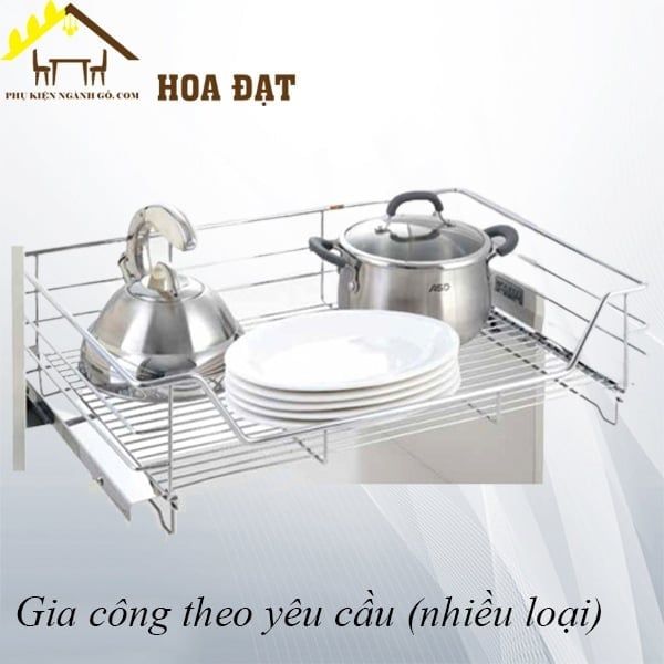 Giá kệ xoong nồi, nan tròn, gắn cánh tủ âm 800mm, inox 201 - VNH6180201-VNH6180201