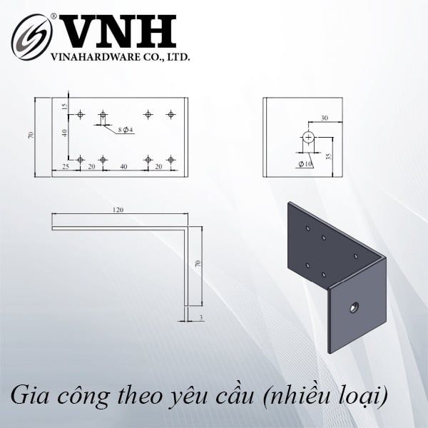 Pát (bas) ke sắt Vinahardware, xi trắng - VNH7070120