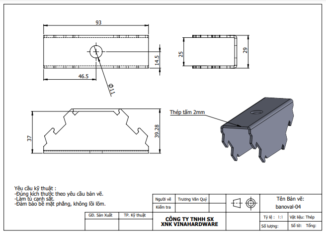 Pat ( Bas) sắt răng cưa ngàm liên kết Vinahardware kích thước 93x29x37x2mm-VNH2208469