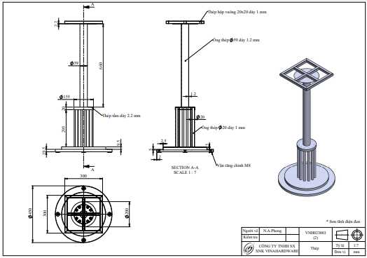 Khung ghế quầy bar Vinahardware, sơn đen tĩnh điện - VNH0230032