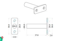 Bas âm đỡ kệ 37x30x12mm, sơn đen - USS373012