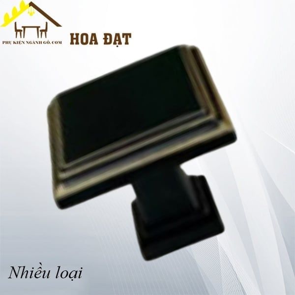 Núm tủ vuông Vinahardware màu đen, hợp kim, loại thường - HD0858B