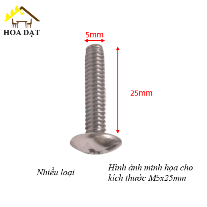 Bulong đầu dù tay nắm Vinahardware loại M5, M6 màu trắng - PCS515Z1