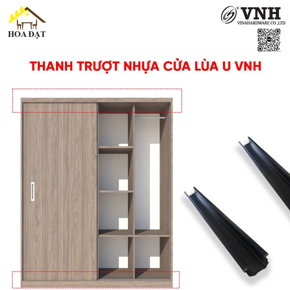 Thanh trượt nhựa cửa lùa U Vinahardware - HDDR355-TTL8432