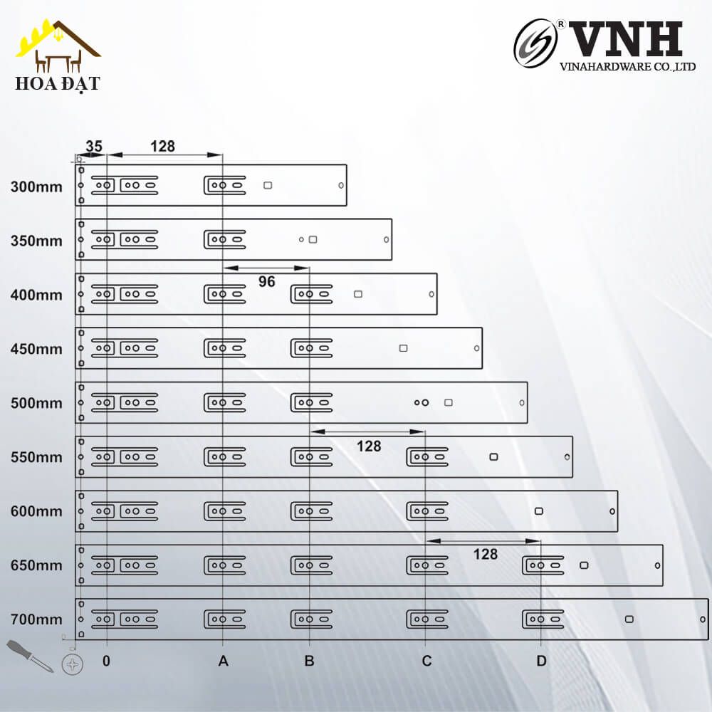 Ray bi 3 tầng Vinahardware, nhấn mở - BBS03300HL