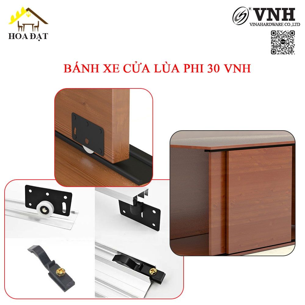 Bánh xe cửa lùa Vinahardware phi 30 CT4357B
