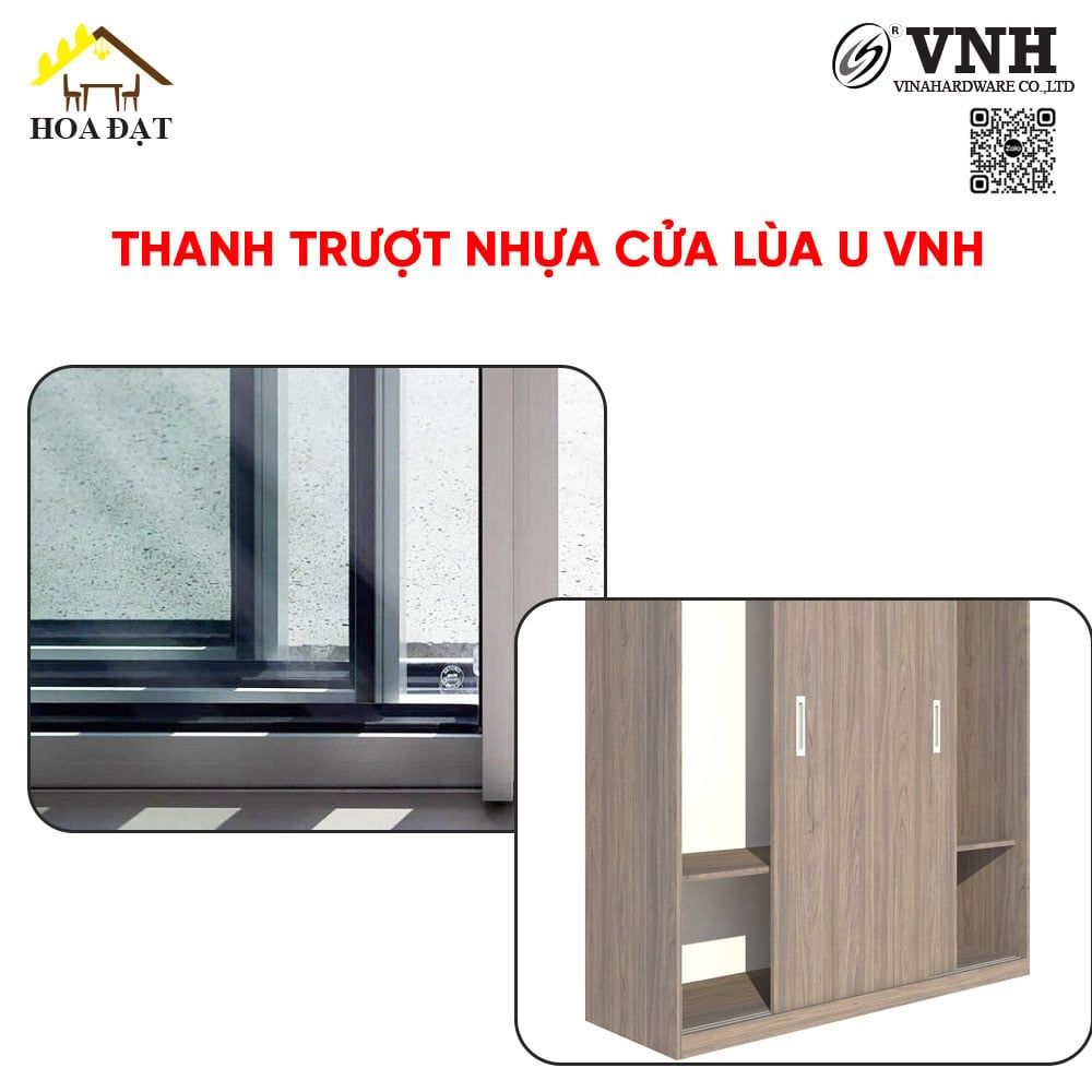 Thanh trượt nhựa cửa lùa U Vinahardware - HDDR355-TTL8432