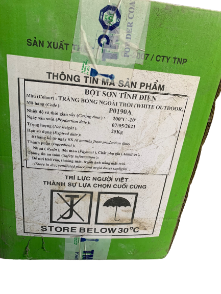 Bột sơn tĩnh điện trắng bóng ngoài trời TNP - P0190A - BS0190A-BS0190A
