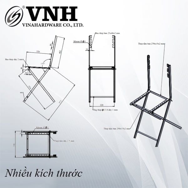 Khung ghế sắt Vinahardware, sơn đen mờ - VNH402320