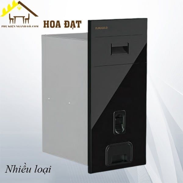 Thùng gạo nút nhấn kính đen toàn phần Vinahardware - VNH309264