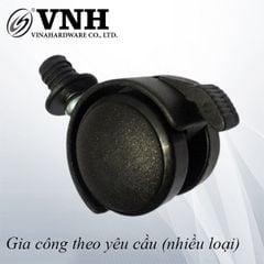 Bánh xe nhựa phi 40mm, loại ty trơn, có khóa màu đen, kèm nút nhựa -CH8247