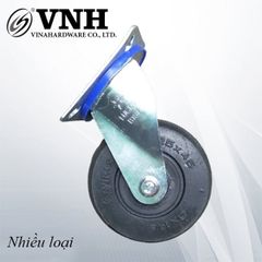 Bánh xe cao su Vinahardware, đế vuông, không khóa, màu đen-CT150KK
