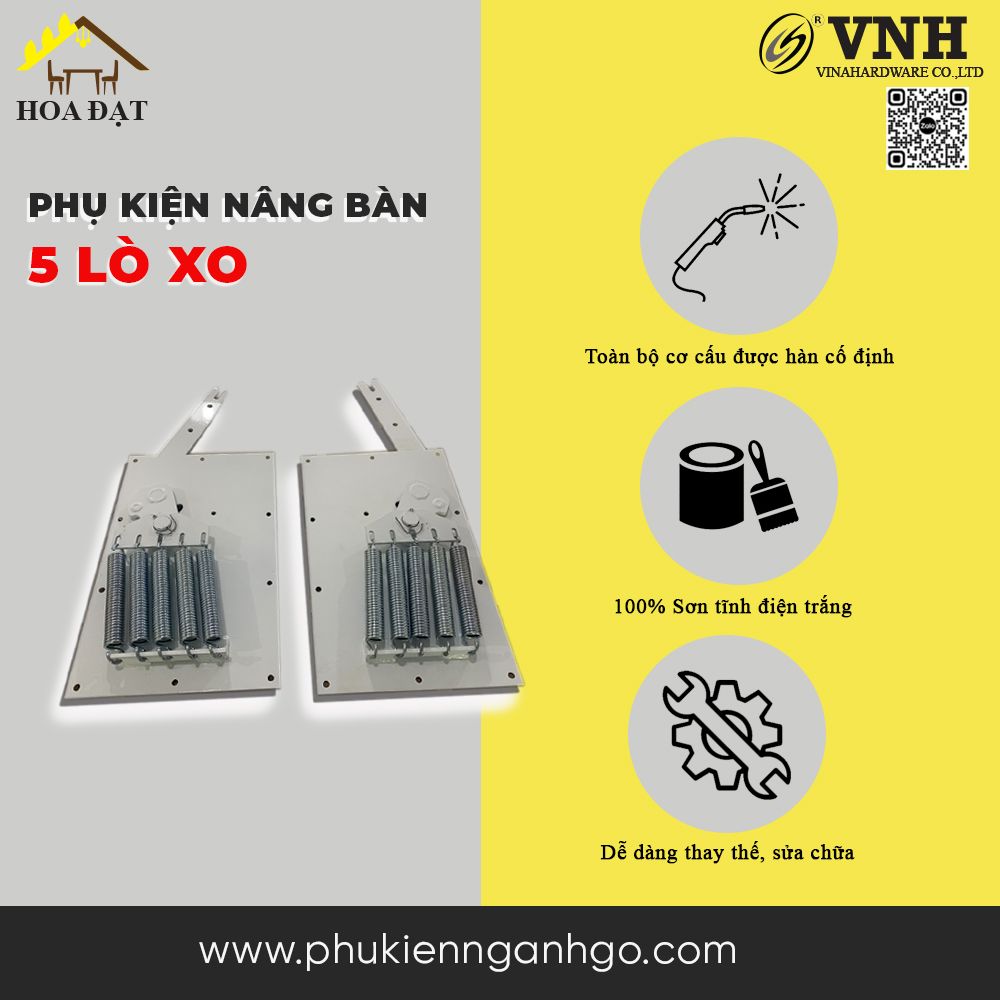 Bộ phụ kiện nâng kết hợp (bộ 5 lò xo) 330x210x40mm màu trắng cho bàn ăn - VNH29236671