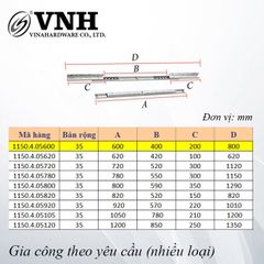 Ray trượt bàn cánh bướm Vinahardware, bản 35mm - ST35600Z1