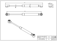 Ben hơi 100N, 270mm, xilanh đồng, màu đen, đầu nhựa, phụ kiện 1mm VNH - P270B