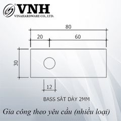 Bas sắt một lỗ 80x30x2mm, màu trắng - VNH80302