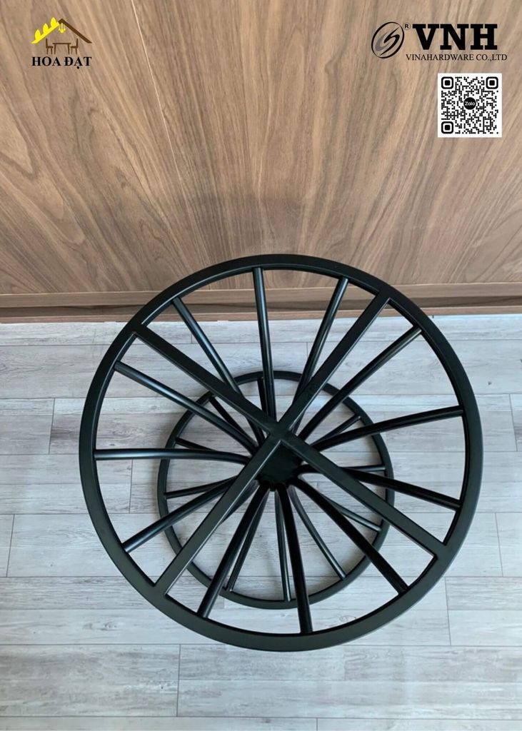 Khung bàn tròn Vinahardware kích thước 500x450mm, sơn đen tĩnh điện - Kiểu dáng loa kèn - VNH500450