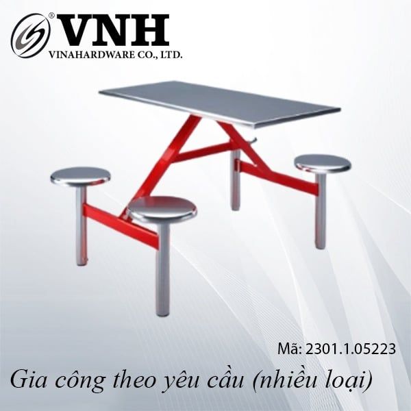 Bộ bàn ghế liền căng tin 4 chỗ SS304 - VNH052224