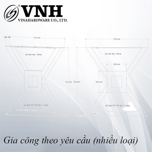Chân bàn chữ X Vinahardware, sơn đen mờ - VNH710710