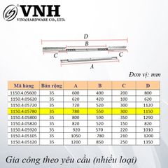 Ray trượt bàn cánh bướm Vinahardware, bản 35mm - ST35600Z1