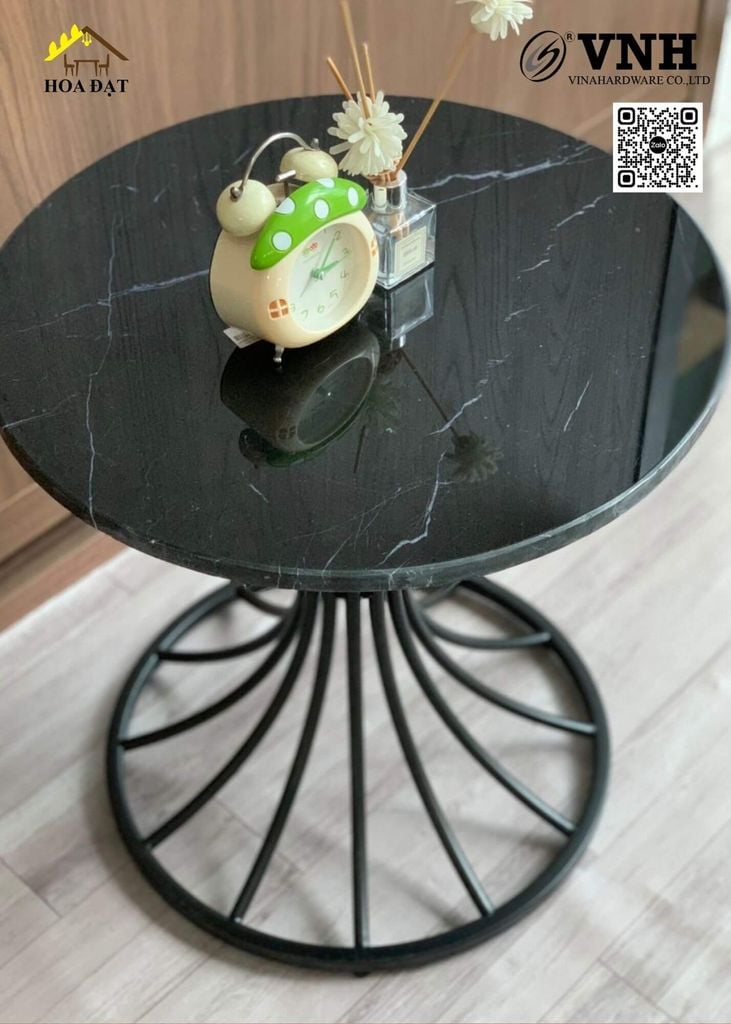 Khung bàn tròn Vinahardware kích thước 500x450mm, sơn đen tĩnh điện - Kiểu dáng loa kèn - VNH500450