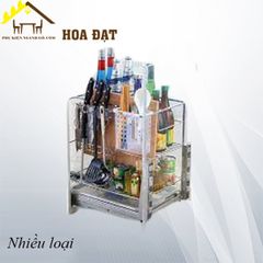 Giá dao thớt inox nan vuông, ray giảm chấn 200mm - VNH2002020B