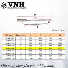 Ray trượt bàn cánh bướm Vinahardware, bản 35mm - ST35600Z1