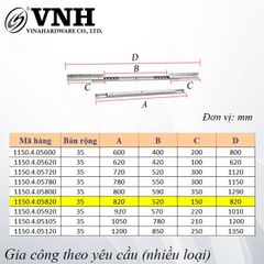 Ray trượt bàn cánh bướm Vinahardware, bản 35mm - ST35600Z1
