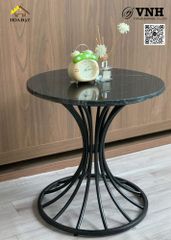 Khung bàn tròn Vinahardware kích thước 500x450mm, sơn đen tĩnh điện - Kiểu dáng loa kèn - VNH500450