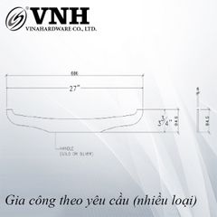 Tay nắm dài 686x94.5mm, inox304, xi mạ PVD - VNH686945