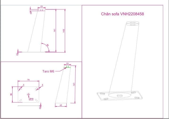 Chân bàn ghế côn sofa màu đen cát Vinahardware- VNH2208458