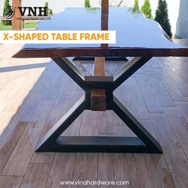 Chân bàn chữ X Vinahardware, sơn đen mờ - VNH710710