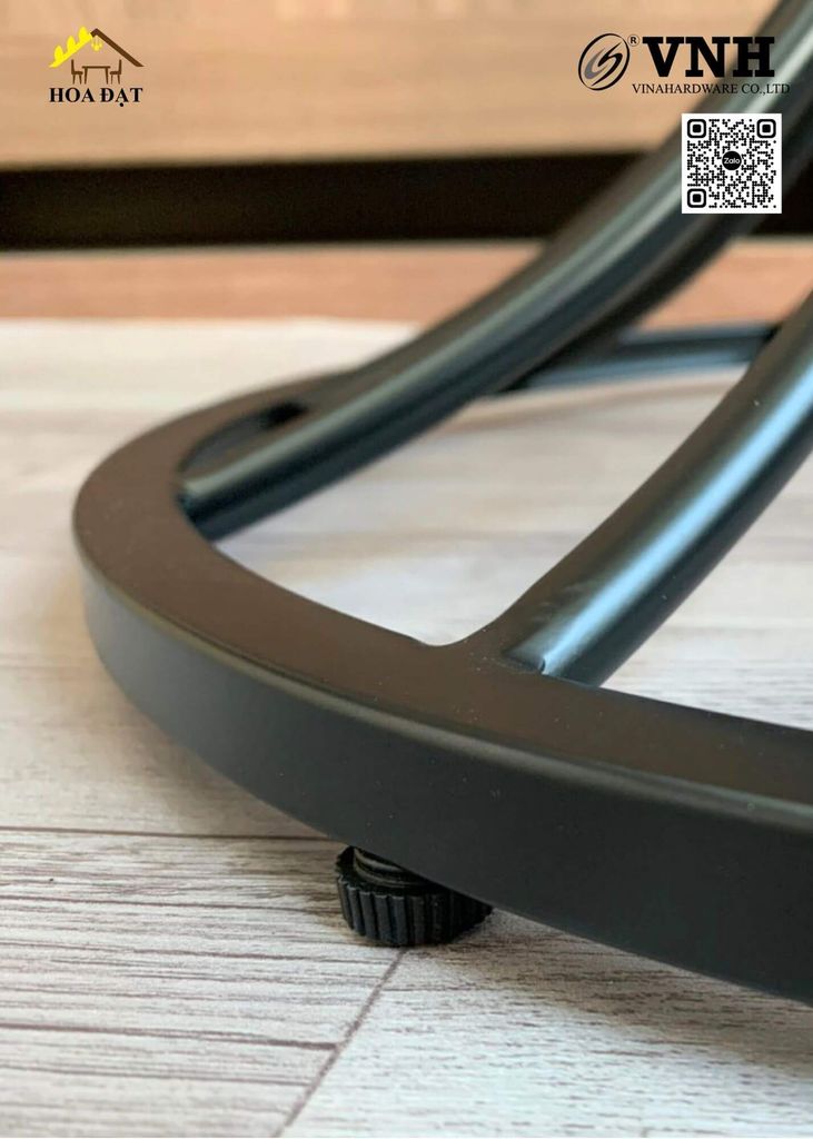 Khung bàn tròn Vinahardware kích thước 500x450mm, sơn đen tĩnh điện - Kiểu dáng loa kèn - VNH500450