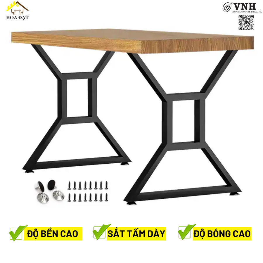 Chân bàn chữ X Vinahardware, sơn đen mờ - VNH710710