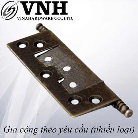 Bản lề lá một chiều màu giả cổ Vinahardware dài 63mm, hai đầu tiện tròn H0025C23-H0025C23