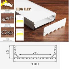 Thanh nhôm 100x40mm nẹp led dây âm vách VNH10040-VNH10040