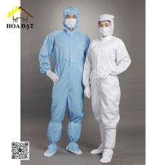 Quần áo phòng sạch vải poly tĩnh điện (trắng + xanh) - Đồ bảo hộ lao động