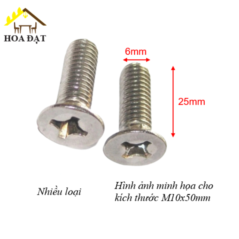 Bulong đầu côn bake Vinahardware kích thước M4, M5, M6 inox 304 - HSS0630IN