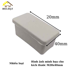 Nút nhựa chân bàn ghế màu trắng xám Vinahardware kích thước 20x40 mm PB2040W