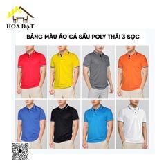 Áo thun cổ trụ 3 sọc vải cá sấu poly thái