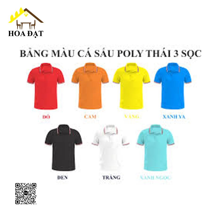 Áo thun cổ trụ 3 sọc vải cá sấu poly thái