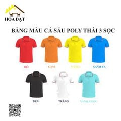 Áo thun cổ trụ 3 sọc vải cá sấu poly thái