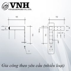 Chân bàn bas L 152x152x35x165mm sơn đen mờ - VNH16515235-VNH16515235