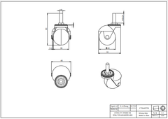 Bánh xe cầu tròn, loại ty ren, màu đen - CT2460TTB