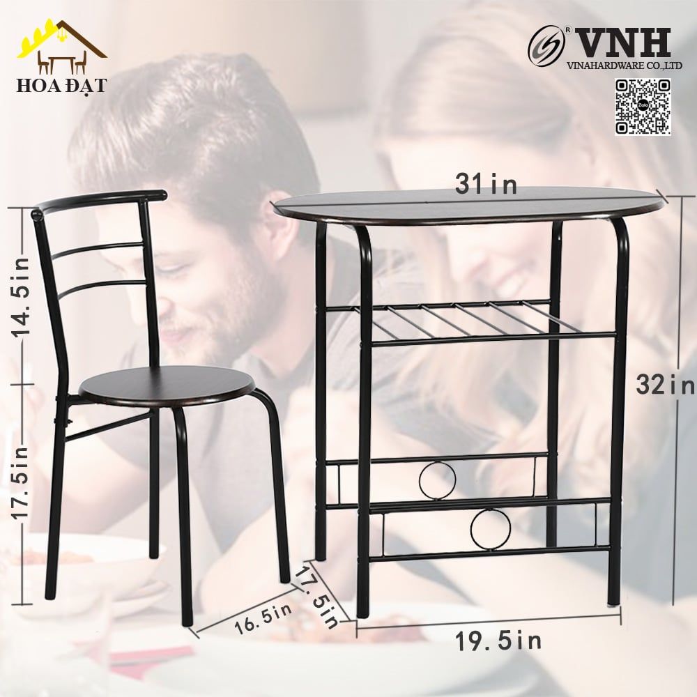 Khung bàn ăn chân sắt Vinahardware sơn đen tĩnh điện - VNH03022