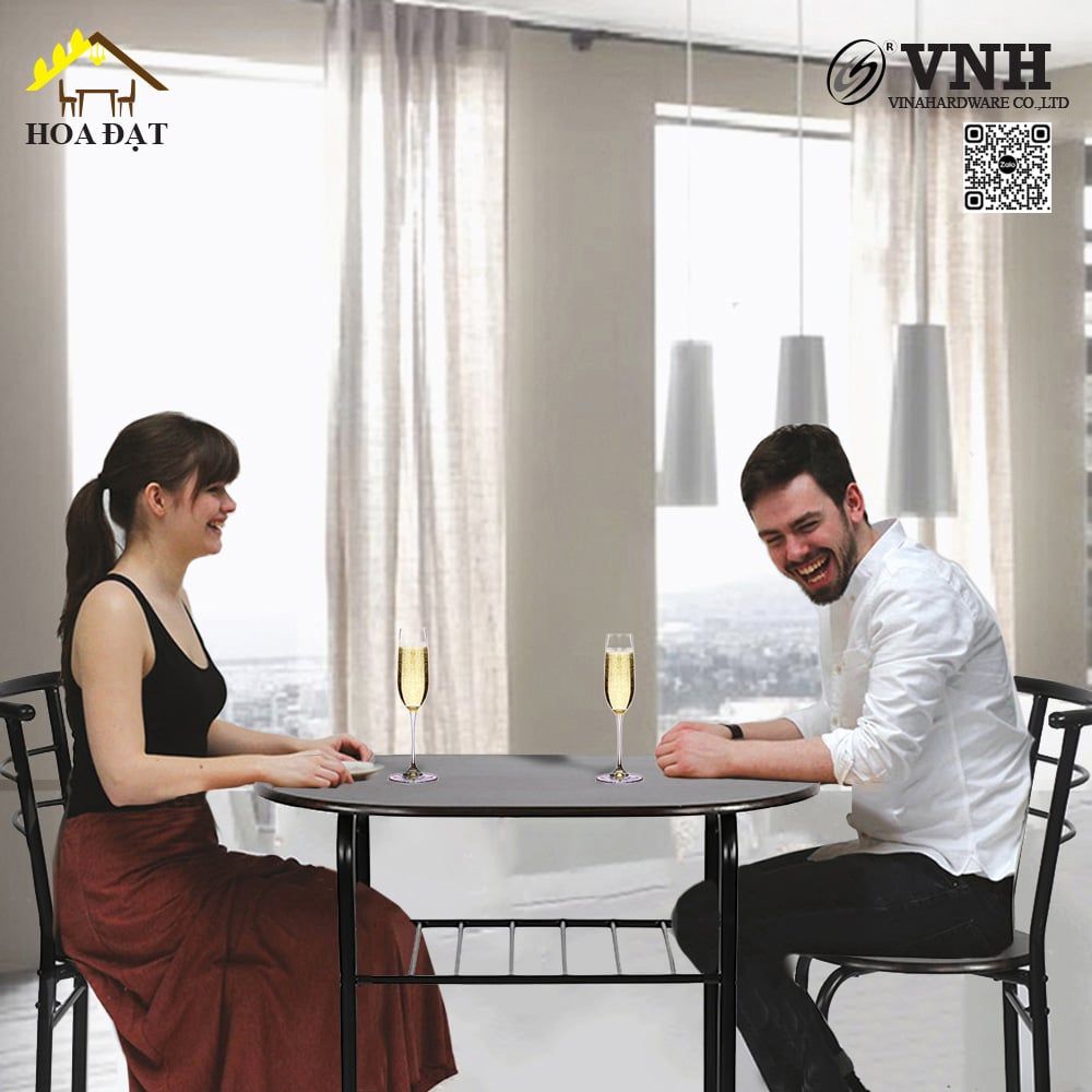 Khung bàn ăn chân sắt Vinahardware sơn đen tĩnh điện - VNH03022