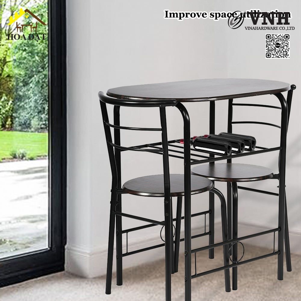 Khung bàn ăn chân sắt Vinahardware sơn đen tĩnh điện - VNH03022