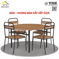 Khung bàn xếp gọn Vinahardware D1000xR1000xC730mm cho mặt ván tròn 1500mm VNH365070