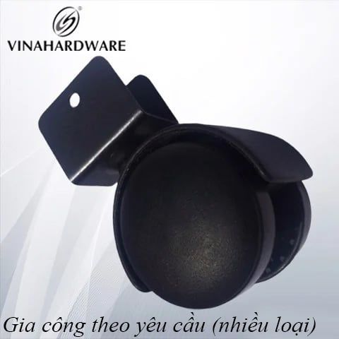 Bánh xe tủ đế U Vinahardware loại 23mm, đường kính 50mm, có khóa, màu đen CTU8231-CTU8231